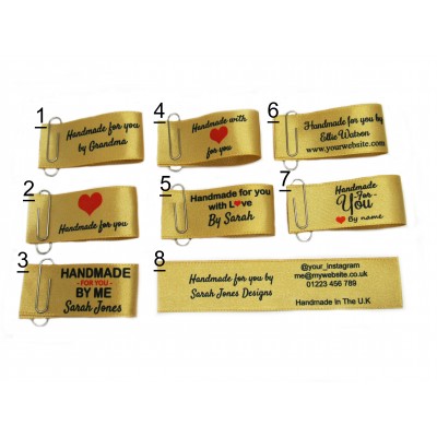 Handmade for you labels in gold (8 designs 25x50mm Fold)