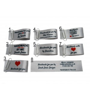 Handmade for you labels in silver large fold (8 designs)
