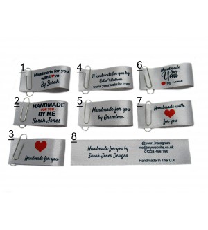 Handmade for you labels in silver (8 designs 25x50mm Fold)