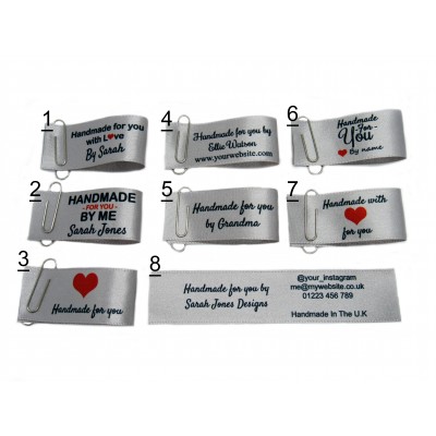 Handmade for you labels in silver (8 designs 25x50mm Fold)