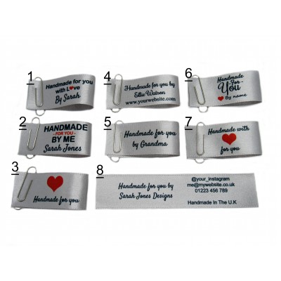 Handmade for you labels in silver large fold (8 designs)