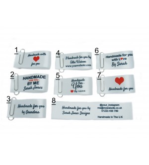 Handmade for you labels in white (8 designs 25x50mm Fold)