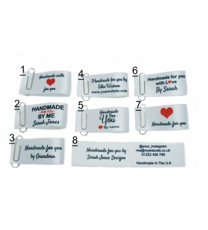 Handmade for you labels in white large fold (8 designs)