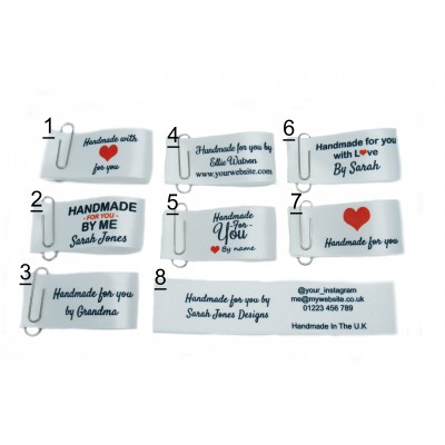 Handmade for you labels in white (8 designs 25x50mm Fold)