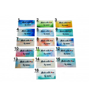 Made with love labels (16 watercolour designs 25x40mm Flat)