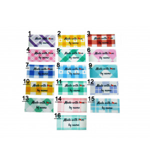 Made with love labels (16  Vichy/Gingham designs 25x40mm Flat)