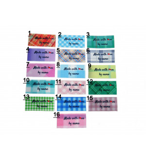 Made with love labels (16 Plaid & Tartan designs 25x40mm Flat)