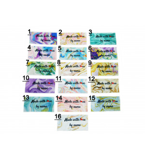 Made with love labels (16 liquid marble designs 25x40mm Flat)