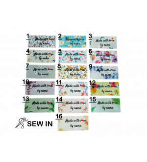 Made with love labels (16 watercolour designs 25x40mm Flat)