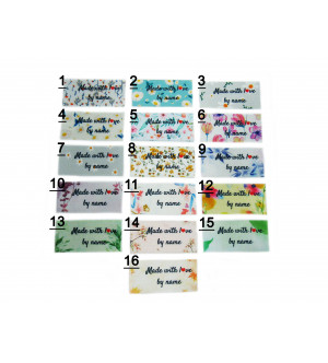 Made with love labels (16 watercolour designs 25x40mm Flat)