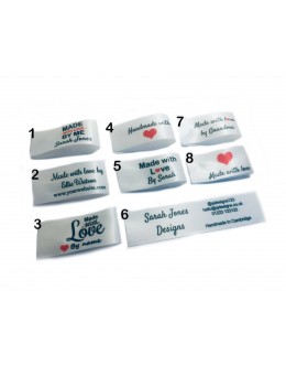 Made with love labels in bridal white (8 designs 25x50mm Fold)