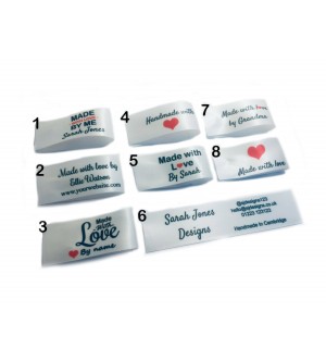 Made with love labels in bridal white (8 designs 25x50mm Fold)