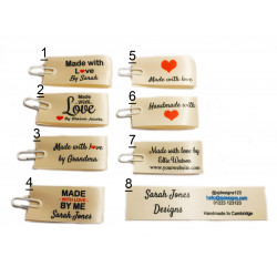Made with love labels in cream (8 designs 25x50mm Fold)