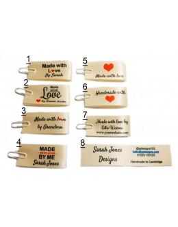 Made with love labels in cream (8 designs 25x50mm Fold)