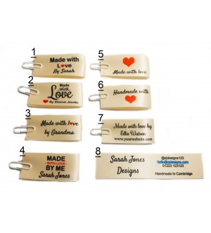 Made with love labels in cream (8 designs 25x50mm Fold)