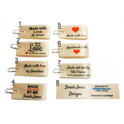 Made with love labels large fold in cream (8 designs)