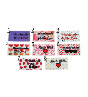 Made with love labels large flat (8 heart designs)