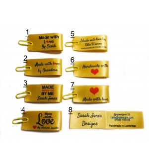 Made with love labels in gold (8 designs 25x50mm Fold)