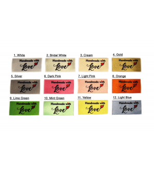 Handmade with love labels (12 colours 25x40mm Flat) 