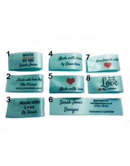 Made with love labels in mint green (8 designs 25x50mm Fold)