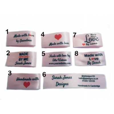 Made with love labels in light pink (8 designs 25x50mm Fold)