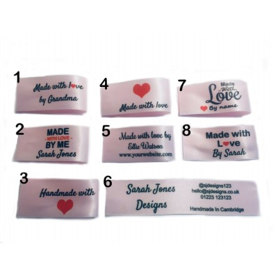 Made with love labels large fold in light pink (8 designs)