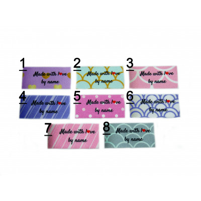 Made with love labels large flat (8 pastal designs)