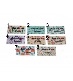 Made with love labels (8 floral designs 25x40mm Flat)