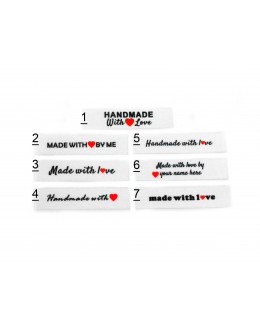 Made and Handmade with love labels small flat (7 designs, 40 pack)
