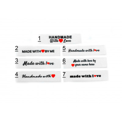 Made and Handmade with love labels small flat (7 designs, 40 pack)