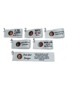 Made with love labels in white with photo (25 x 50mm Fold)