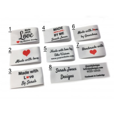 Made with love labels large fold in white (8 designs)