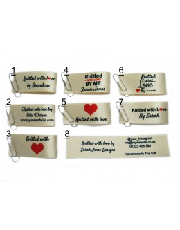 Knitted with love labels in cream large fold (8 designs)
