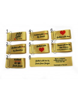 Knitted with love labels in gold large fold (8 design)