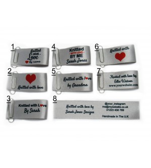 25x50mm (FOLD) Silver Knitted with love labels