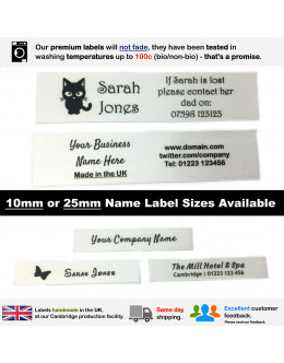 10mm & 25mm Bridal Name Labels