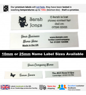10mm & 25mm Bridal Name Labels