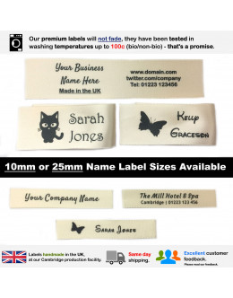 10mm & 25mm Cream Name Labels