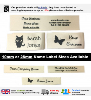 10mm & 25mm Cream Name Labels