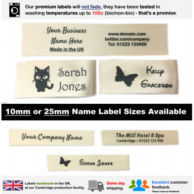 10mm & 25mm Cream Name Labels