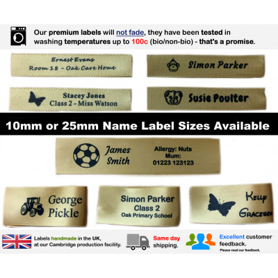 10mm & 25mm Gold Name Labels