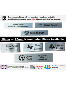 10mm & 25mm Light Blue Name Labels