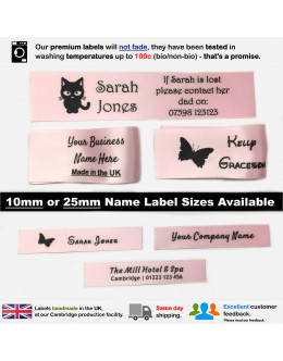10mm & 25mm Light Pink Name Labels