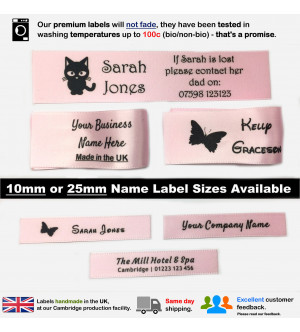 10mm & 25mm Light Pink Name Labels