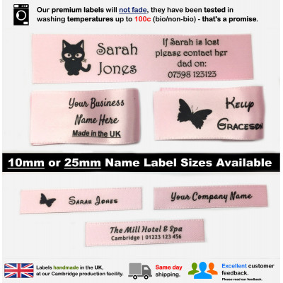 10mm & 25mm Light Pink Name Labels