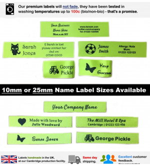 10mm & 25mm Lime Name Labels