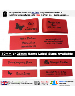 10mm & 25mm Red Name Labels