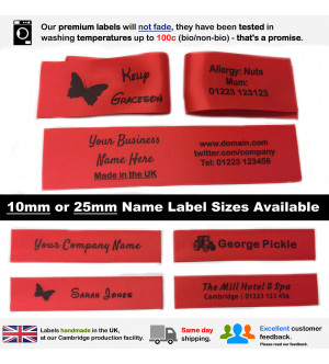 10mm & 25mm Red Name Labels