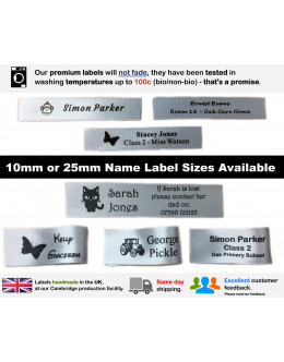 10mm & 25mm Silver Name Labels