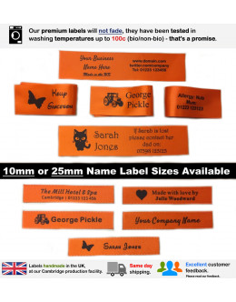 10mm & 25mm Orange Name Labels